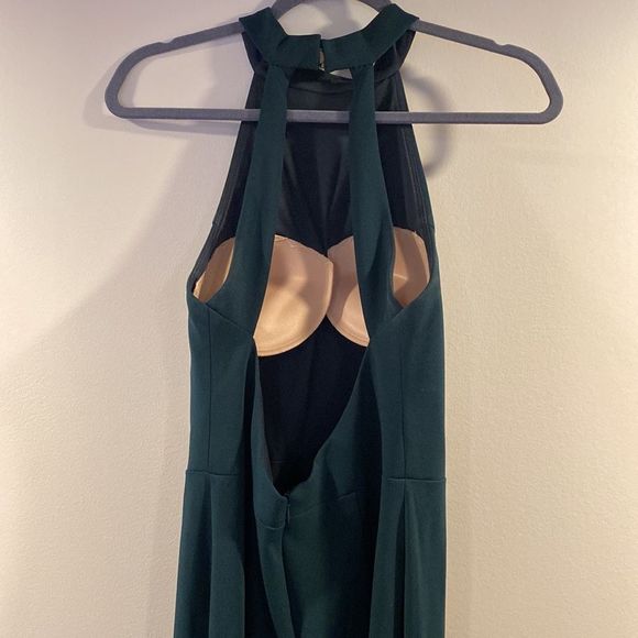 BHLDN sz 10 Seraphina Crepe Maxi gown in forest high neck open back detail - Picture 8 of 14